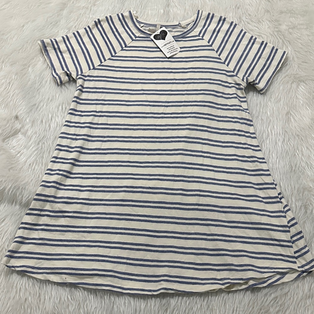 Solemio Blue and White Striped Mini Dress